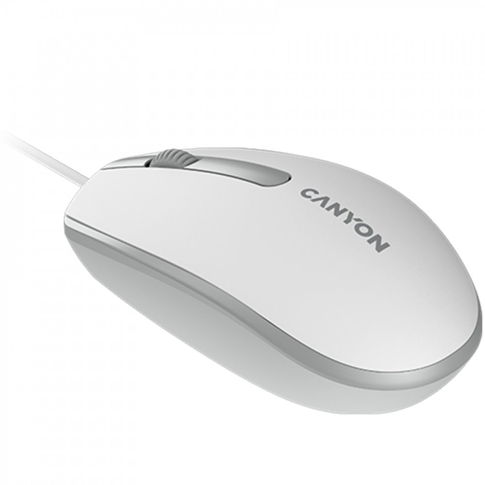 Canyon M-10 Wired Ergonomic Mouse, 1000 DPI, White-Grey