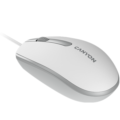 Canyon M-10 Wired Ergonomic Mouse, 1000 DPI, White-Grey
