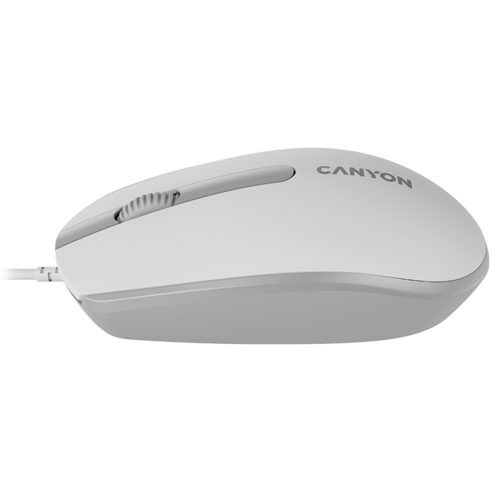 Canyon M-10 Wired Ergonomic Mouse, 1000 DPI, White-Grey