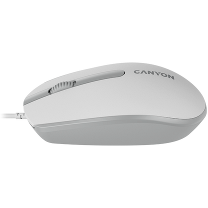Canyon M-10 Wired Ergonomic Mouse, 1000 DPI, White-Grey