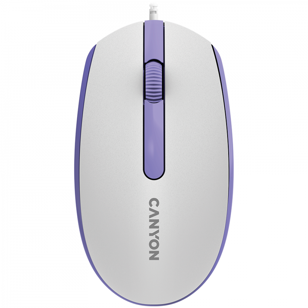 Kabelgebundene Maus 1000 DPI ergonomisch Canyon M-10 weiß-lavendel