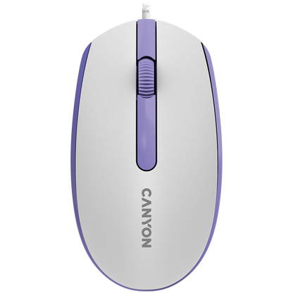 Kabelgebundene Maus 1000 DPI ergonomisch Canyon M-10 weiß-lavendel