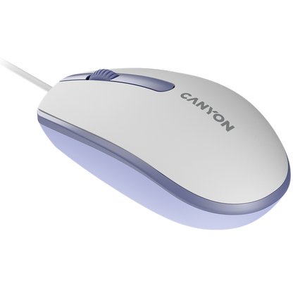 Kabelgebundene Maus 1000 DPI ergonomisch Canyon M-10 weiß-lavendel