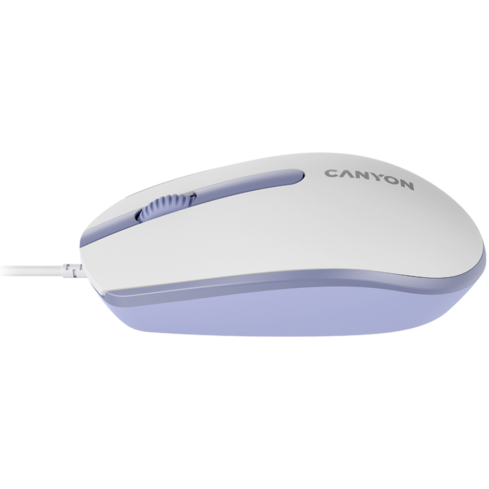 Kabelgebundene Maus 1000 DPI ergonomisch Canyon M-10 weiß-lavendel