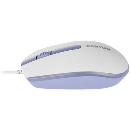 Kabelgebundene Maus 1000 DPI ergonomisch Canyon M-10 weiß-lavendel