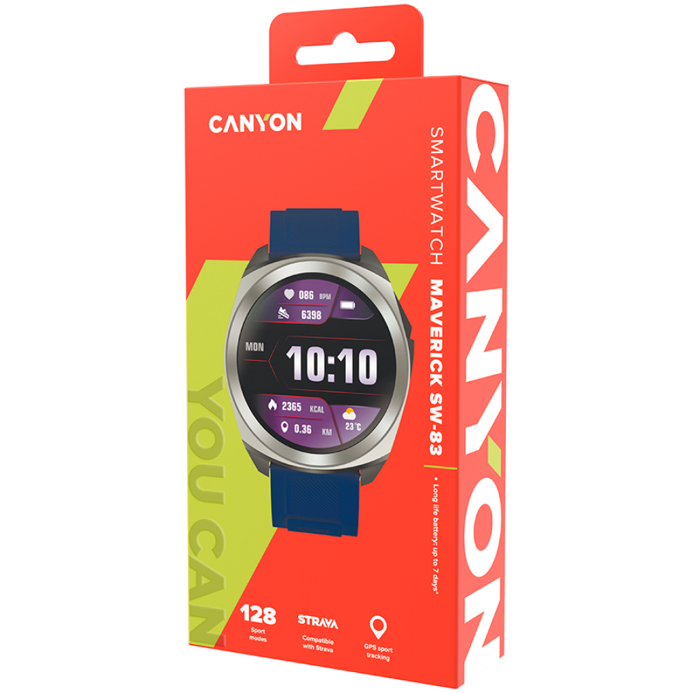 Smartwatch mit GPS 1,3" wasserdicht Canyon SW-83 Silber Blau