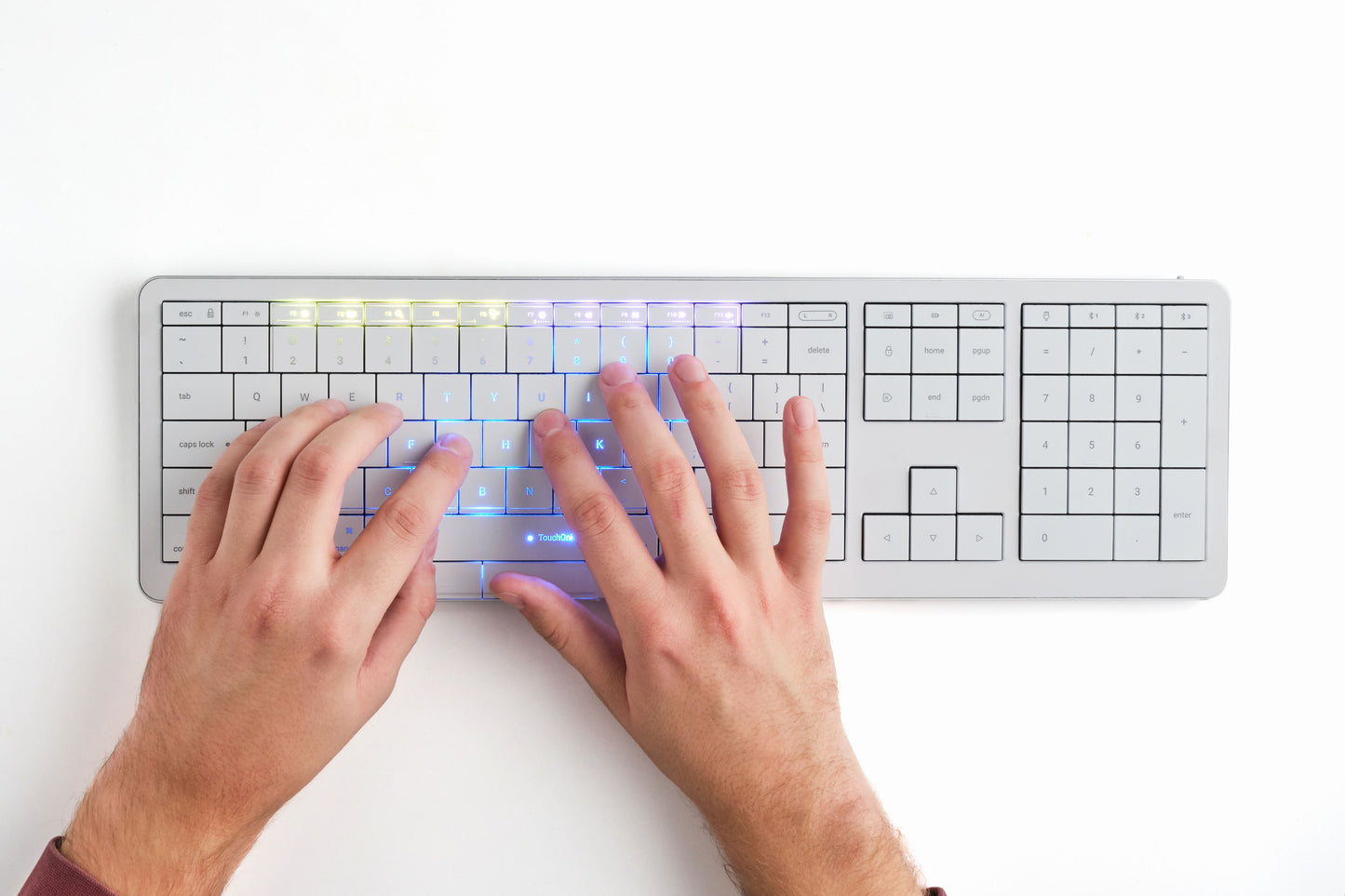 Klawiatura dotykowa CLEVETURA CLVX 1 RGB MacOS Windows Linux Biała