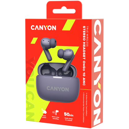 Słuchawki dokanałowe OnGo 10 ANC ENC bezprzewodowe Canyon 10 fioletowy