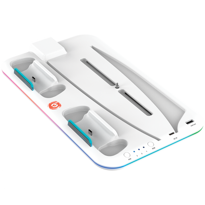 PS5-Standfuß mit RGB-Beleuchtung, Ladefunktion und Kühlung Canyon CS-5 weiß