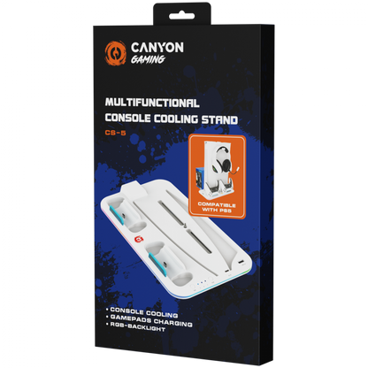 PS5-Standfuß mit RGB-Beleuchtung, Ladefunktion und Kühlung Canyon CS-5 weiß