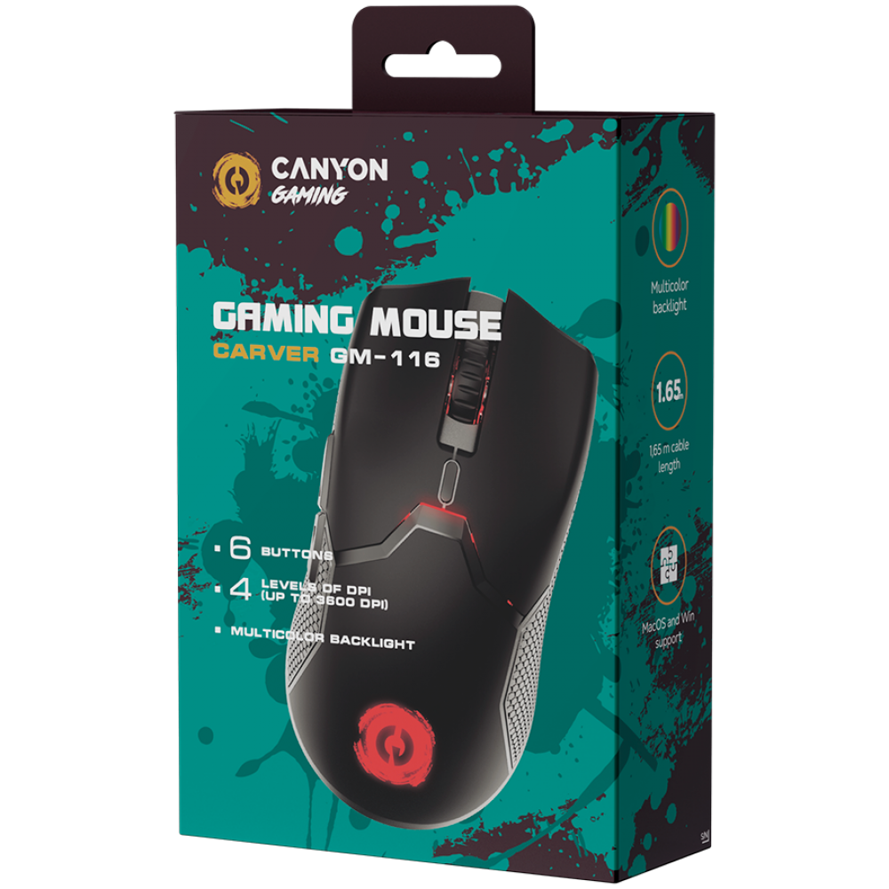 Kabelgebundene Gaming-Maus Canyon GM 116 schwarz, 6 Tasten
