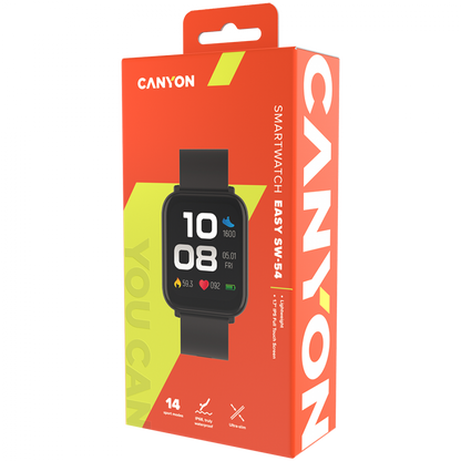 Canyon SW-54 Easy Smartwatch with Sports Functions, Black