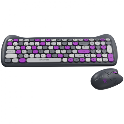 Canyon HSET W6 Cat Keyboard and Mouse Set with Pad, Grey