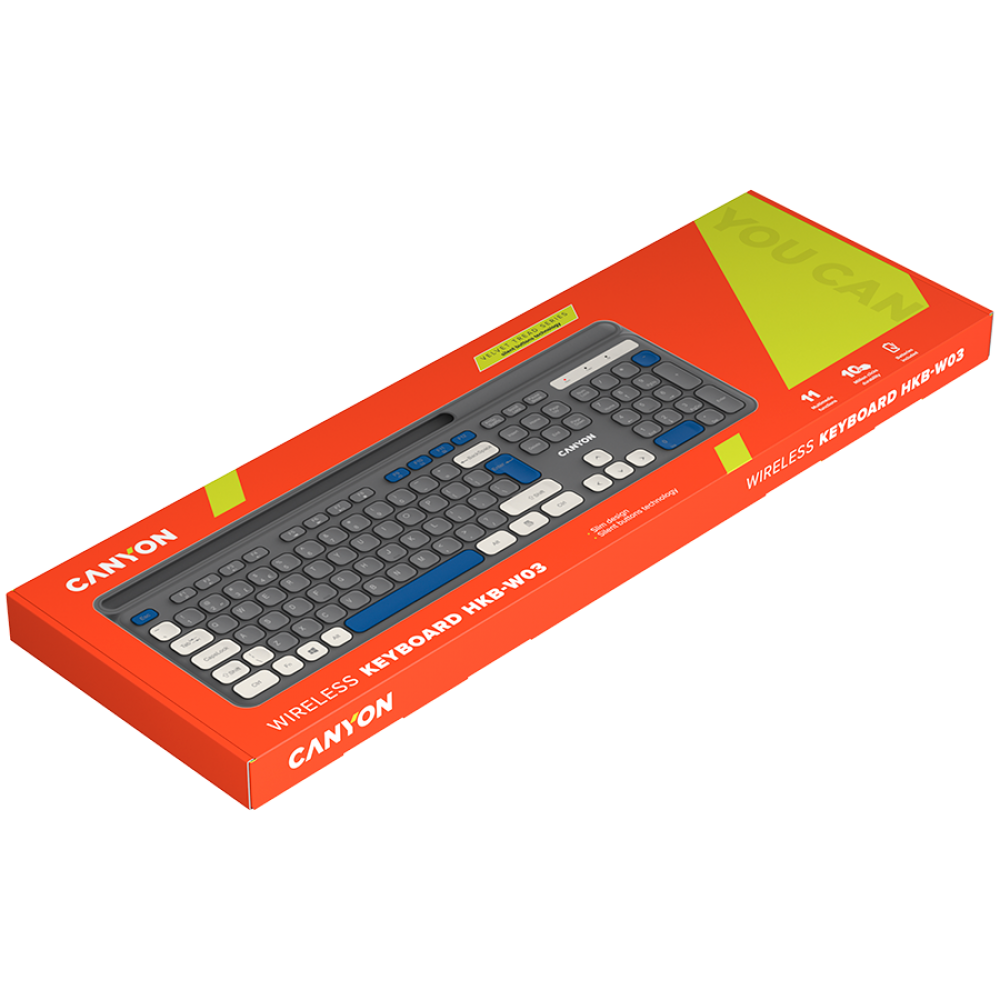 Klawiatura bezprzewodowa HKB-W03 ergonomiczna Canyon HKB-W03 szara