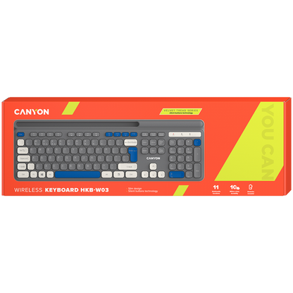 Klawiatura bezprzewodowa HKB-W03 ergonomiczna Canyon HKB-W03 szara