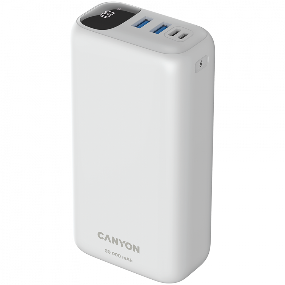 Power bank 30000 mAh PD 20W QC 3.0 with LED Canyon PB-301 white
