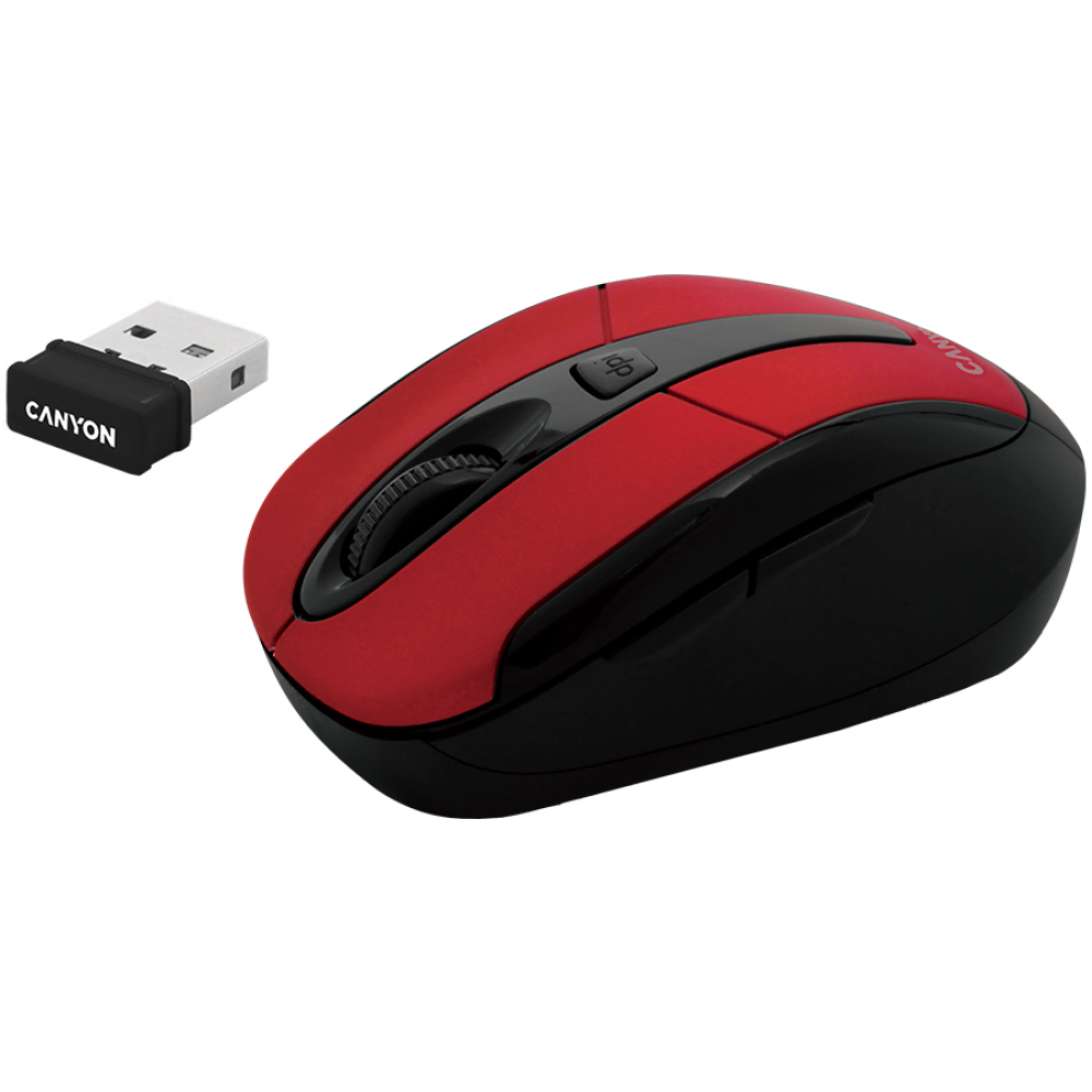 Kabellose 2.4-GHz-Maus ergonomisch Canyon MSO-W6 rot