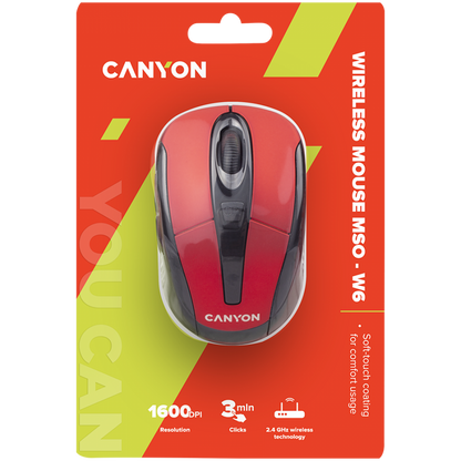 Kabellose 2.4-GHz-Maus ergonomisch Canyon MSO-W6 rot
