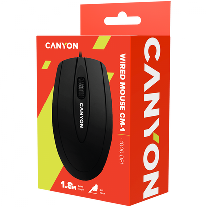 Kabelgebundene Maus Canyon CM 1 1000 DPI ergonomisch schwarz