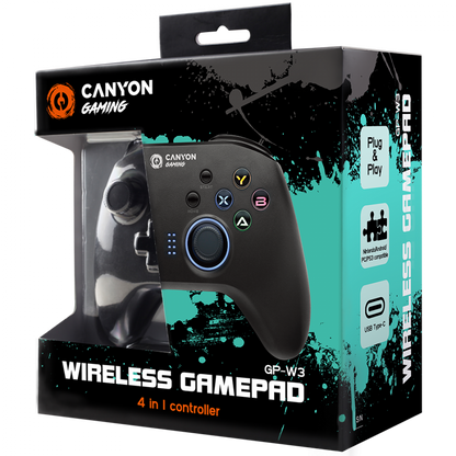 Kontroler bezprzewodowy do gier Android/Nintendo/PC/PS3 Canyon GP-W3 czarny