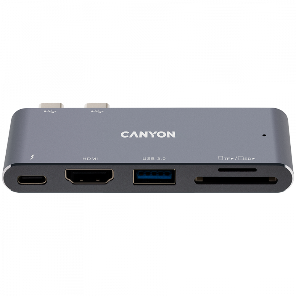 HUB Thunderbolt 3 5w1 4K stacja dokująca Canyon DS-5 szary