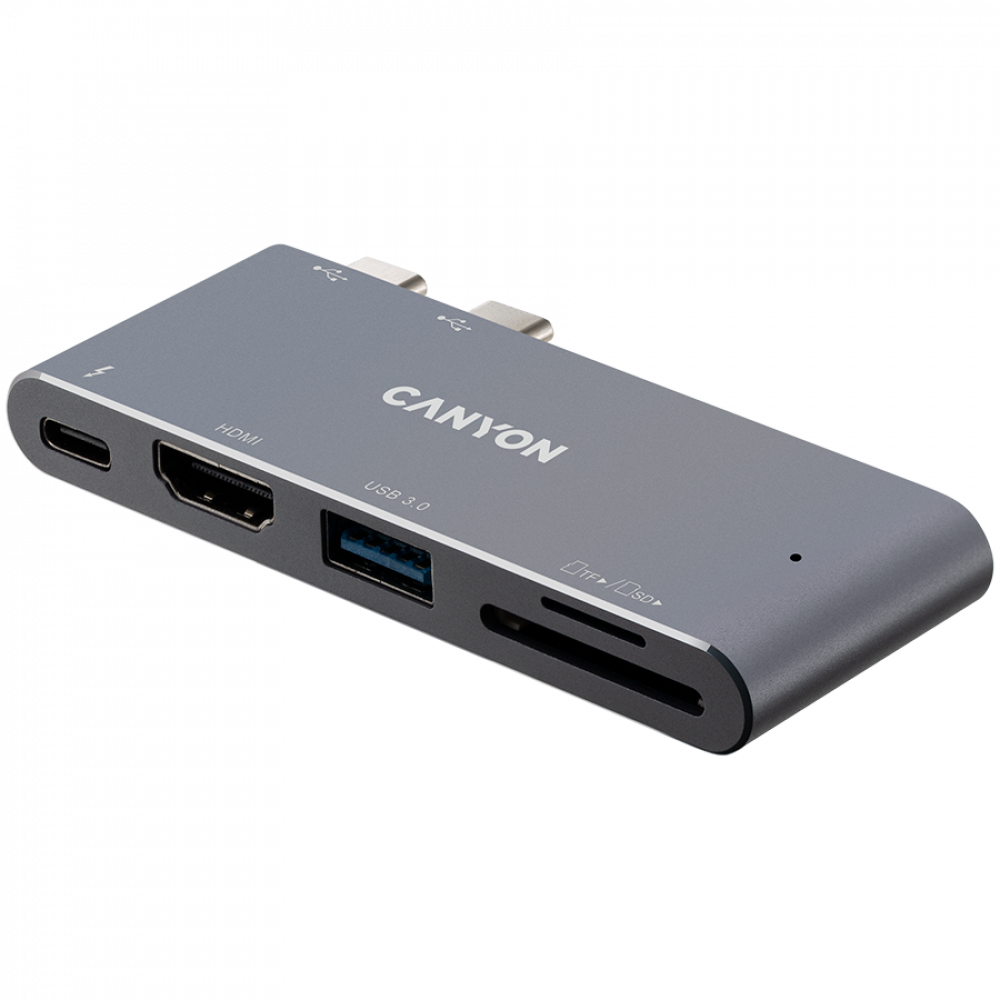 HUB Thunderbolt 3 5w1 4K stacja dokująca Canyon DS-5 szary