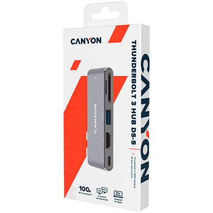 HUB Thunderbolt 3 5w1 4K stacja dokująca Canyon DS-5 szary