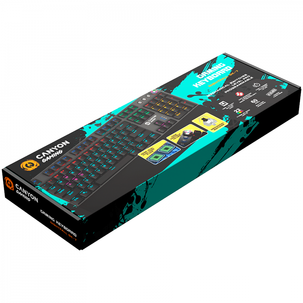 Kabelgebundene Gaming-Tastatur RGB Canyon GK-7 Grau