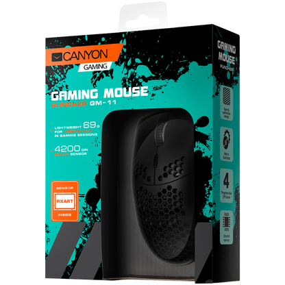 Kabelgebundene Gaming-Maus RGB 7 Tasten Canyon GM-11 schwarz