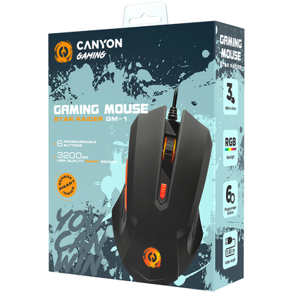 Kabelgebundene Gaming-Maus RGB 6 Tasten Canyon GM-1 schwarz