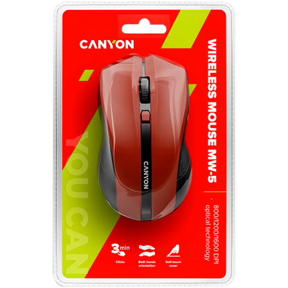 Canyon MW 5 Red Ergonomic Wireless Mouse