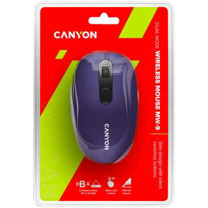 Canyon MW 9 kabellose ergonomische Maus lila zwei Modi