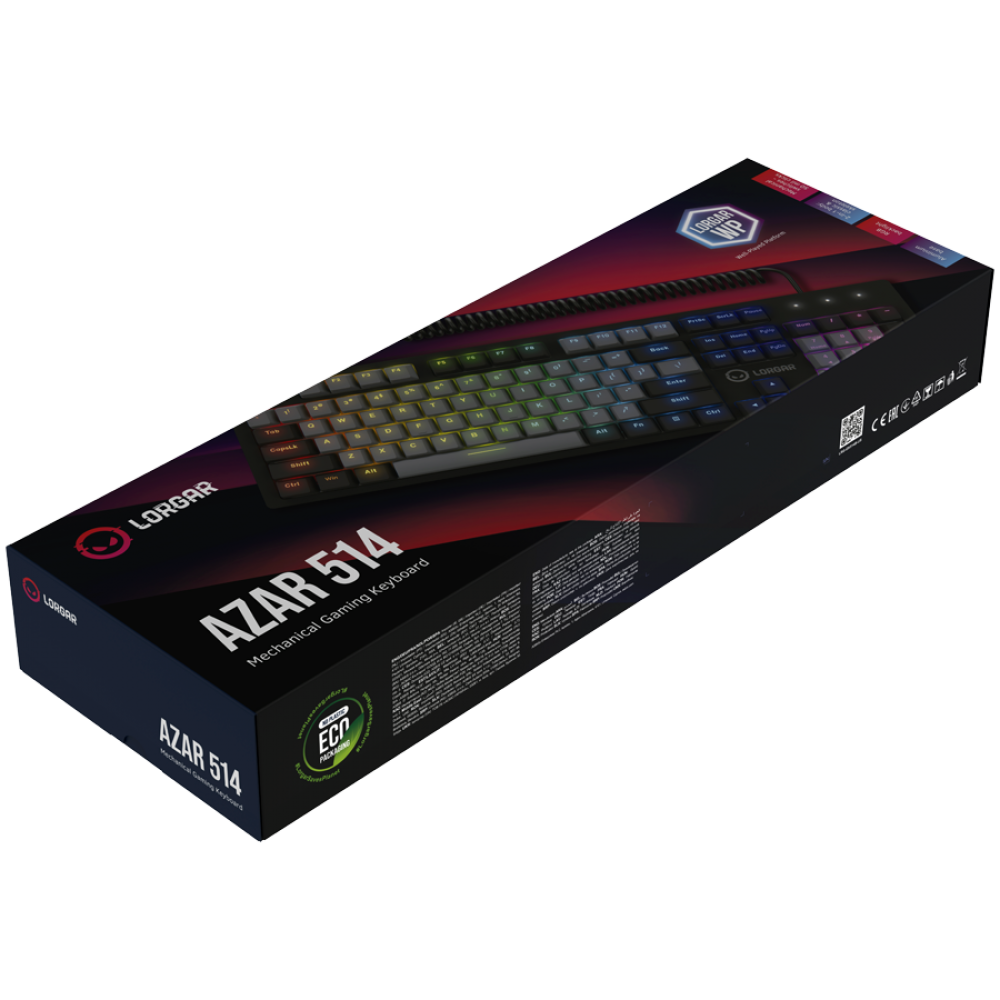 Kabelgebundene RGB-Gaming-Tastatur Lorgar Azar 514 schwarz