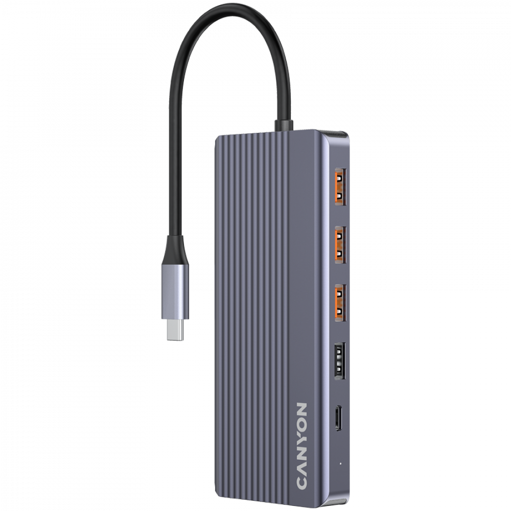HUB 13 w 1 4K USB-C przenośny Canyon DS-16 szary