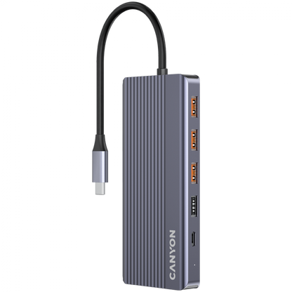 HUB 13 w 1 4K USB-C przenośny Canyon DS-16 szary