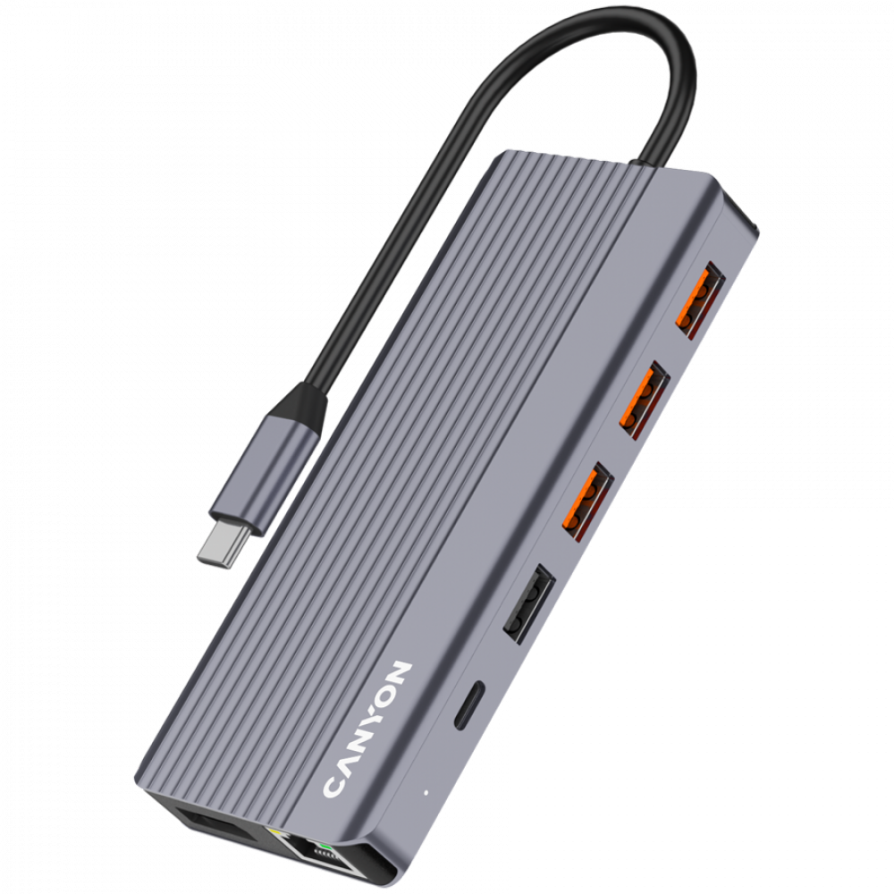 HUB 13 w 1 4K USB-C przenośny Canyon DS-16 szary