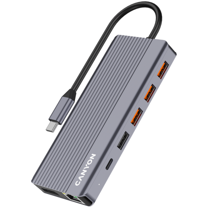 HUB 13 w 1 4K USB-C przenośny Canyon DS-16 szary