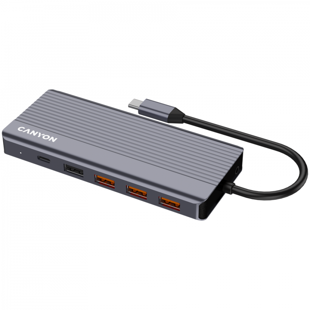 HUB 13 w 1 4K USB-C przenośny Canyon DS-16 szary