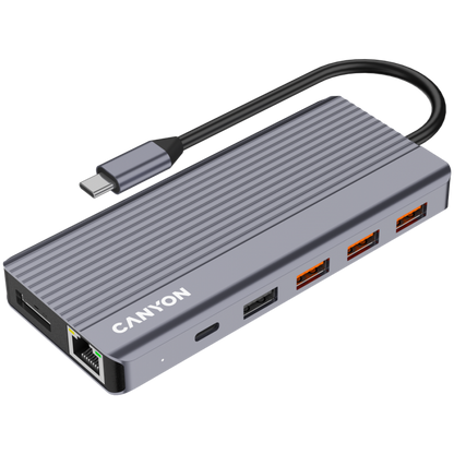 HUB 13 w 1 4K USB-C przenośny Canyon DS-16 szary
