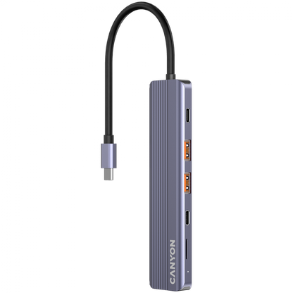 Hub 6in1 4K USB-C Dockingstation Canyon DS-17 grau