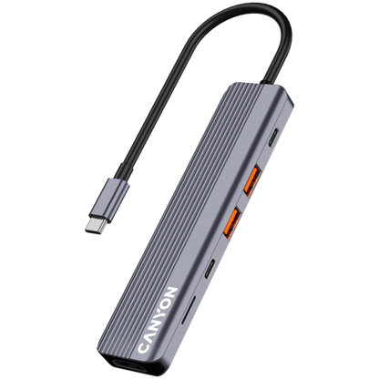 Hub 6in1 4K USB-C Dockingstation Canyon DS-17 grau