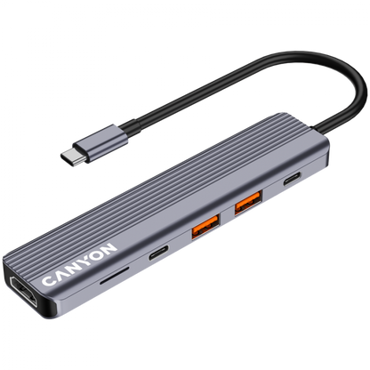 Hub 6in1 4K USB-C Dockingstation Canyon DS-17 grau