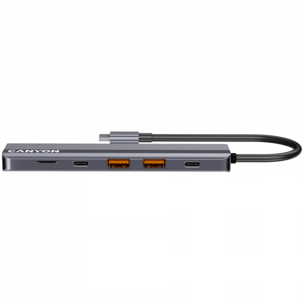 Hub 6in1 4K USB-C Dockingstation Canyon DS-17 grau