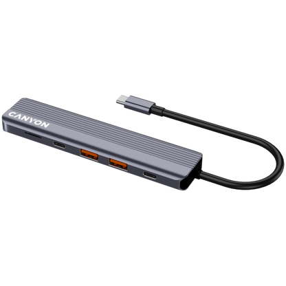 Hub 6in1 4K USB-C Dockingstation Canyon DS-17 grau