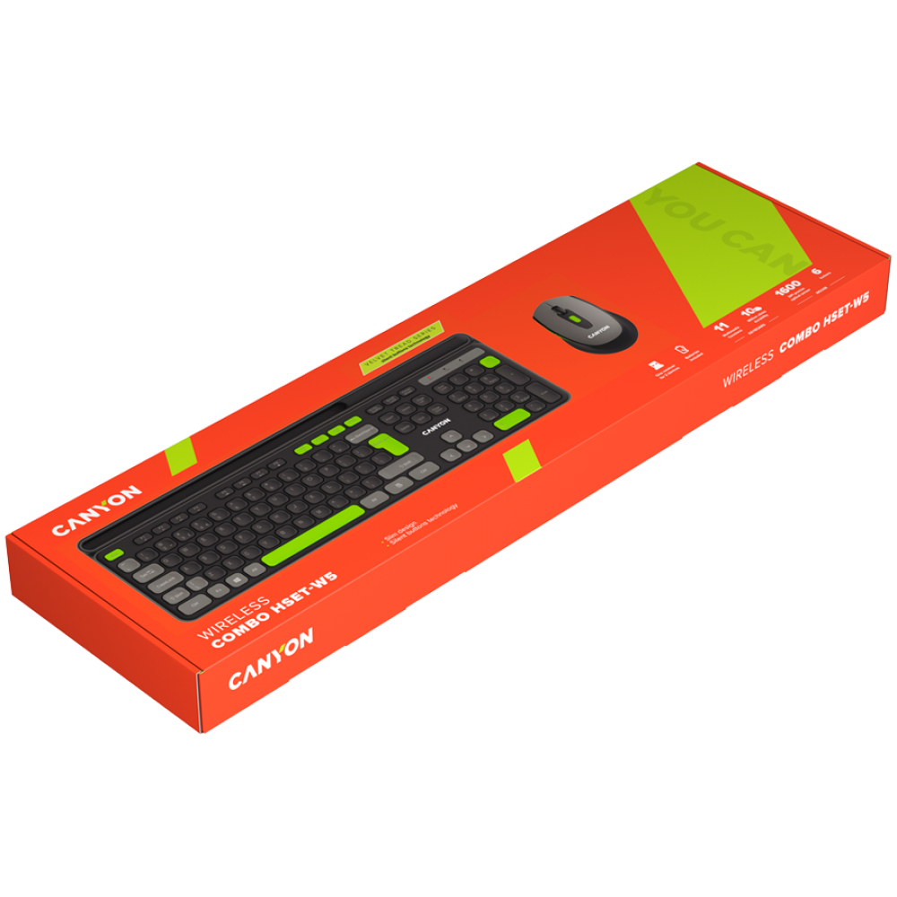 Canyon HSET-W5 Wireless Keyboard and Mouse Set, black