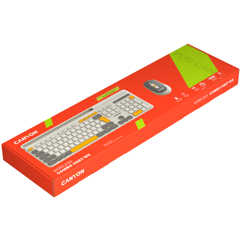Canyon HSET W5 Beige Wireless Keyboard and Mouse