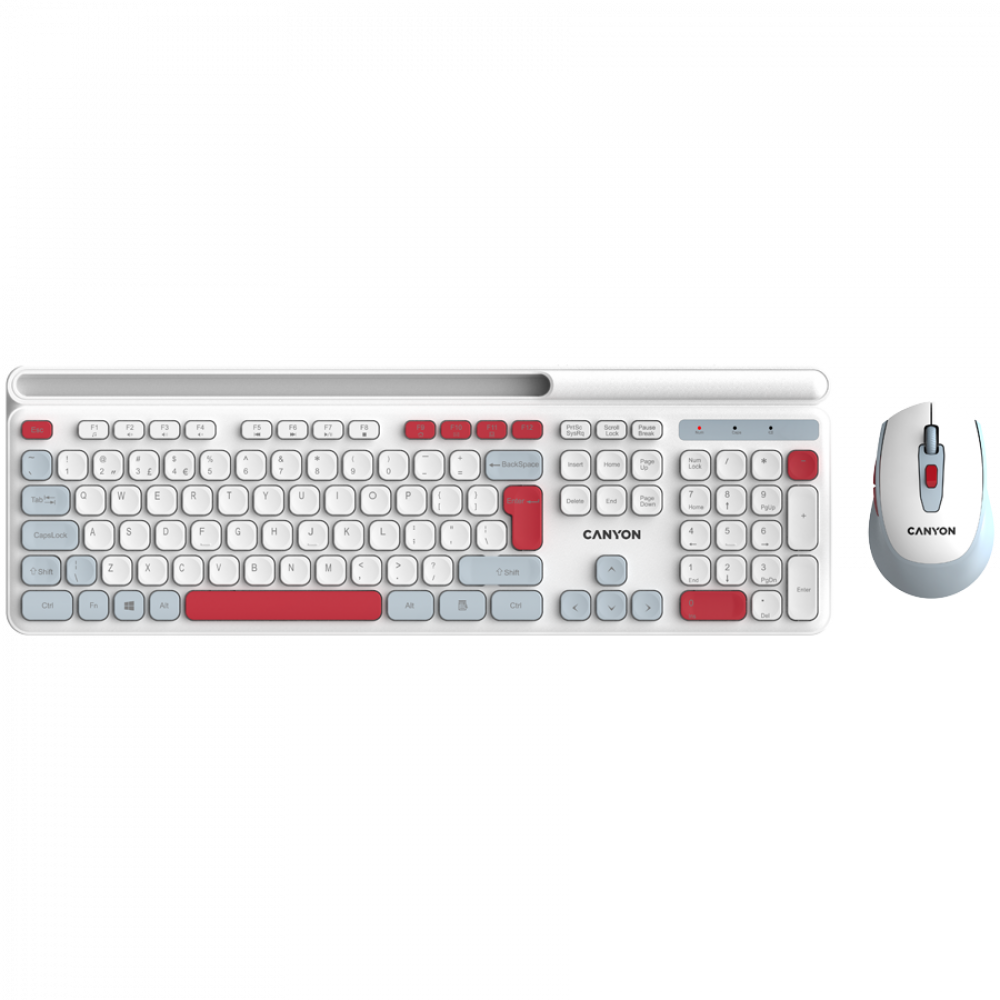 Canyon HSET-W5 Wireless Keyboard and Mouse Set, white