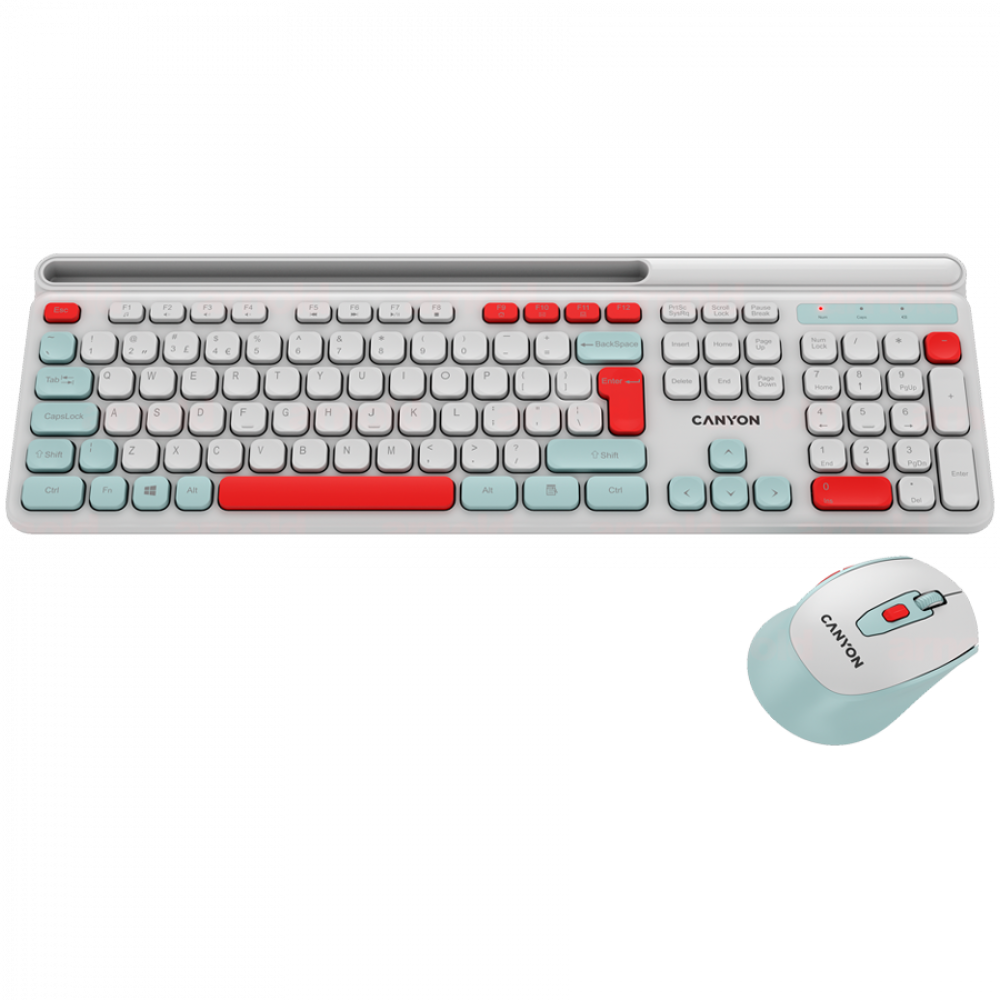 Canyon HSET-W5 Wireless Keyboard and Mouse Set, white
