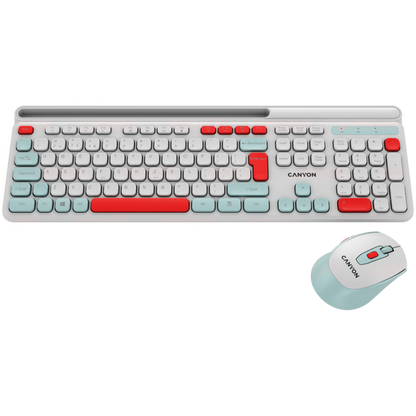 Canyon HSET-W5 Wireless Keyboard and Mouse Set, white