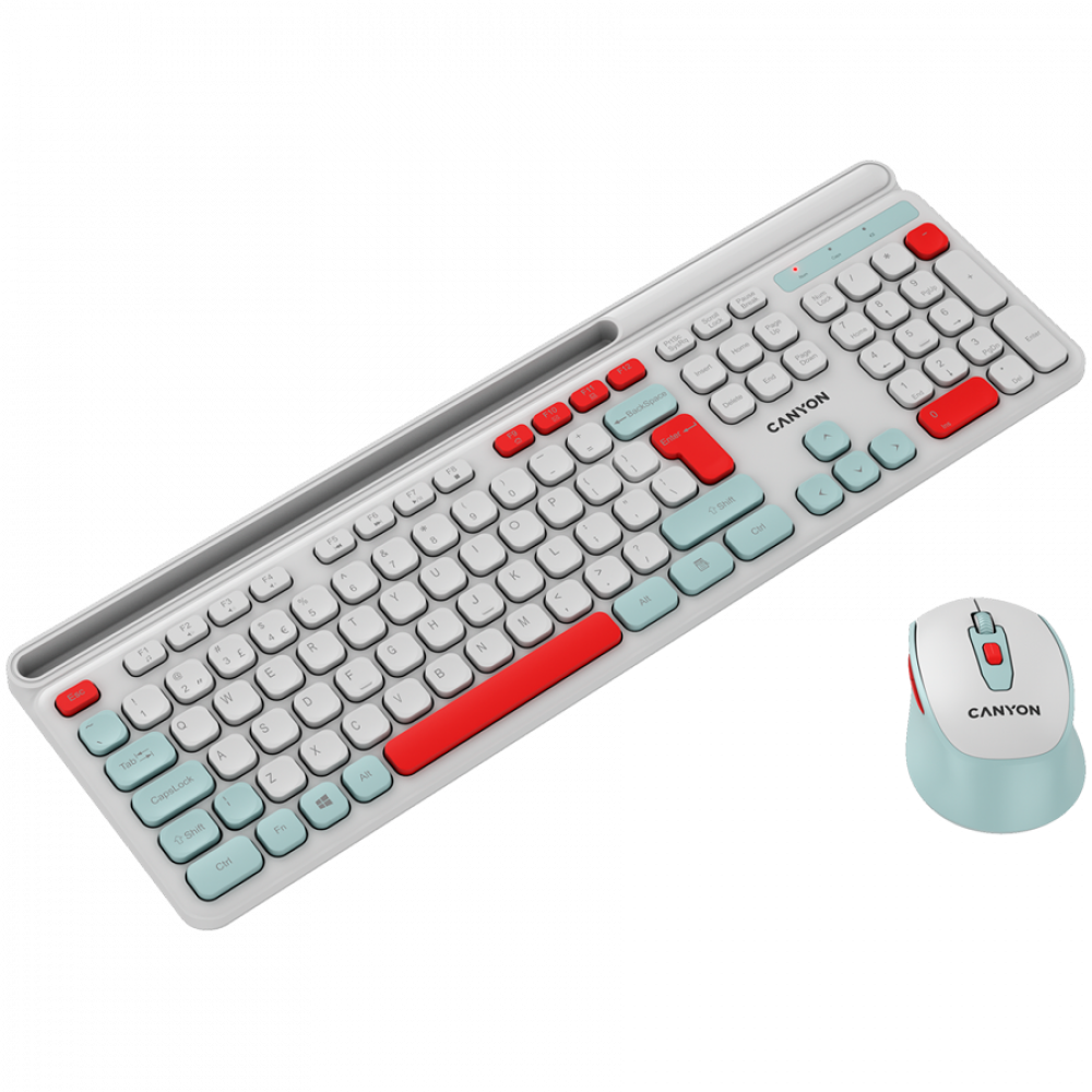 Canyon HSET-W5 Wireless Keyboard and Mouse Set, white